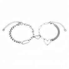 Unique Matching Heart Magnetic Couple Chain Bracelets In Titanium