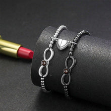 Magnetic Heart Infinity Charm Photo Projection Couple Bracelets In Sterling Silver