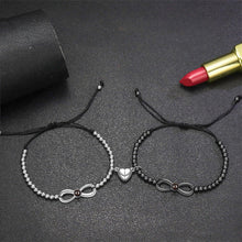 Magnetic Heart Infinity Charm Photo Projection Couple Bracelets In Sterling Silver