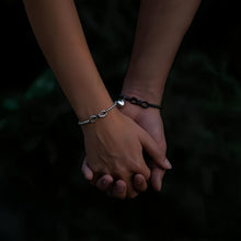 Magnetic Heart Infinity Charm Photo Projection Couple Bracelets In Sterling Silver