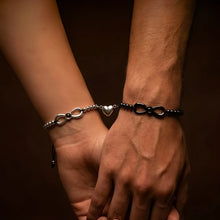 Magnetic Heart Infinity Charm Photo Projection Couple Bracelets In Sterling Silver