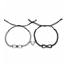 Magnetic Heart Infinity Charm Photo Projection Couple Bracelets In Sterling Silver