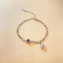 Magnetic Heart Charm Matching Photo Projection Couple Bracelets In Titanium