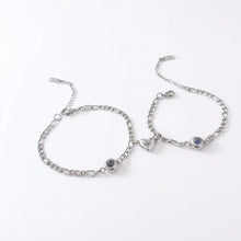 Magnetic Heart Charm Matching Photo Projection Couple Bracelets In Titanium