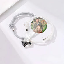 Magnetic Heart Matching Photo Projection Bracelets For Couples