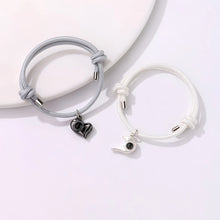 Magnetic Heart Matching Photo Projection Bracelets For Couples
