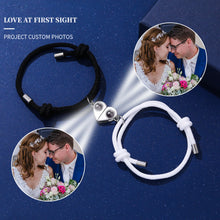 Magnetic Heart Matching Photo Projection Bracelets For Couples