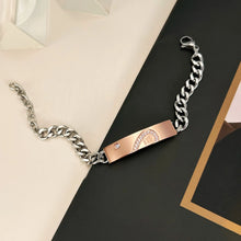 Engravable Matching Heart Charm Couple Bracelets In Titanium