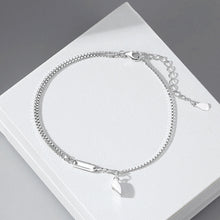 Engravable Magnetic Heart Charm Couple Bracelets In Sterling Silver