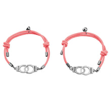 Magnetic Handcuff Couple Infinity Bracelets In Titanium And Rope