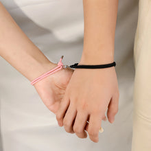 Magnetic Handcuff Couple Infinity Bracelets In Titanium And Rope