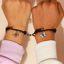 Magnetic Heart Glow In The Dark Butterfly Couple Charm Bracelets