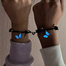 Magnetic Heart Glow In The Dark Butterfly Couple Charm Bracelets