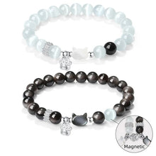 Cute Magnetic Cat Paw Beaded Couple Relationship Bracelets