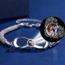 Engravable Magnetic Heart Infinity Photo Projection Couple Bracelets