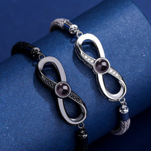 Engravable Magnetic Heart Infinity Photo Projection Couple Bracelets