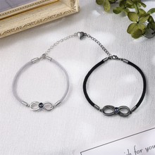 Engravable Magnetic Heart Infinity Photo Projection Couple Bracelets