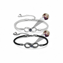 Engravable Magnetic Heart Infinity Photo Projection Couple Bracelets