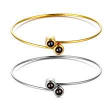 Adjustable Matching Photo Projection Couple Bangles In Titanium