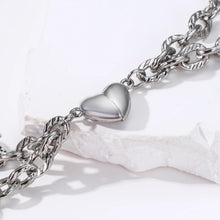 Lock And Key Magnetic Heart Oval Cable Chain Bracelets For Couples