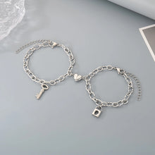 Lock And Key Magnetic Heart Oval Cable Chain Couples Bracelets