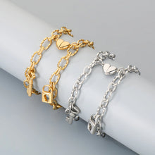 Lock And Key Magnetic Heart Oval Cable Chain Couples Bracelets