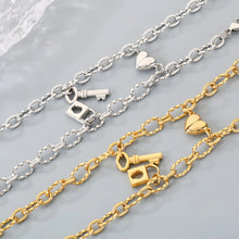 Lock And Key Magnetic Heart Oval Cable Chain Couples Bracelets