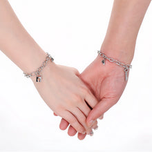 Lock And Key Magnetic Heart Oval Cable Chain Couples Bracelets