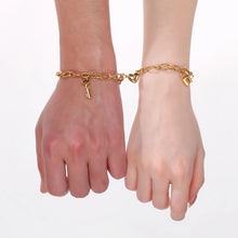 Lock And Key Magnetic Heart Oval Cable Chain Couples Bracelets