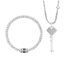 Unique Lock And Key Chain Bracelet Necklace Set For Couples