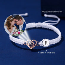 Personalized Heart Charm Photo Projection Initials Couple Bracelets