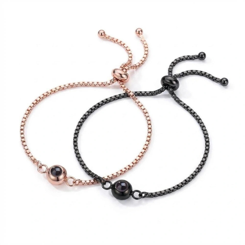 Personalized Matching Photo Projection Couple Chain Bracelets