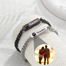 Personalized Matching Photo Projection Couple Cuban Chain Bracelets