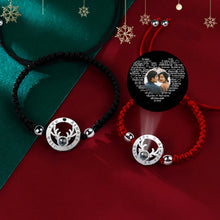 Always Be With You Christmas Elk Photo Projection Couple Bracelets