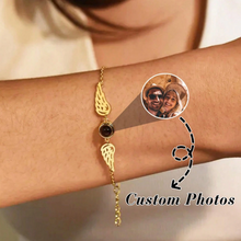 Personalized Guardian Angel Photo Projection Couple Chain Bracelets