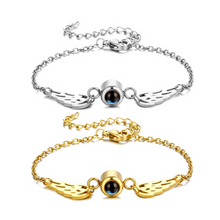 Personalized Guardian Angel Photo Projection Couple Chain Bracelets