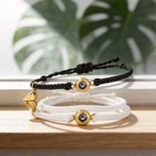 Personalized Matching Heart Magnetic Photo Projection Couple Bracelets