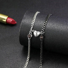 Magnetic Heart Photo Projection Couple Cuban Chain Bracelets