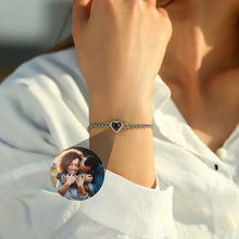 Personalized Heart Photo Projection Oval Cable Chain Couple Bracelets