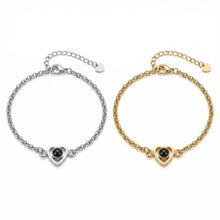 Personalized Heart Photo Projection Oval Cable Chain Couple Bracelets