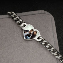 Heart Temperature Sensitive Cuban Chain Photo Bracelets For Couples