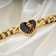 Heart Temperature Sensitive Cuban Chain Photo Bracelets For Couples