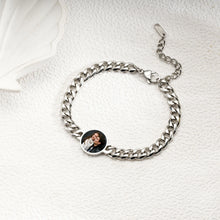 Heart Temperature Sensitive Cuban Chain Photo Bracelets For Couples