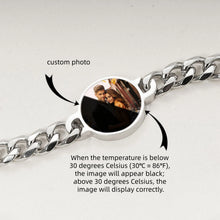 Heart Temperature Sensitive Cuban Chain Photo Bracelets For Couples