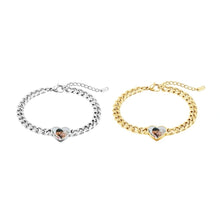 Heart Temperature Sensitive Cuban Chain Photo Bracelets For Couples