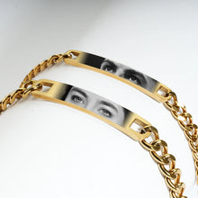 Personalized Matching Eye Photo Charm Couple Cuban Bracelets