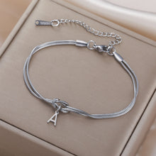 Infinity Knot Initials Charm Snake Chain Bracelets For Couples