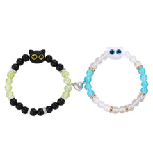 Cute Cat Magnetic Heart Matching Beaded Couple Bracelets