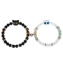 Cute Cat Magnetic Heart Matching Beaded Couple Bracelets