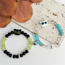 Cute Cat Magnetic Heart Matching Beaded Couple Bracelets